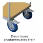 roues Servante 2 plateaux bois - 2 Dimensions disponibles - 300 Kg