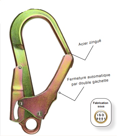 Mousqueton / connecteur CAMP D en ACIER 3 LOCK 52 kN